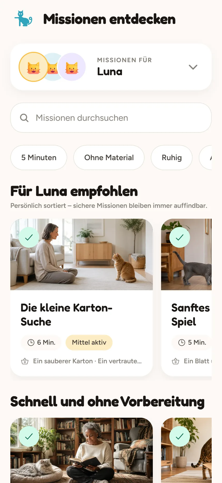 Missionsübersicht mit Fotos und persönlichen Empfehlungen für Luna